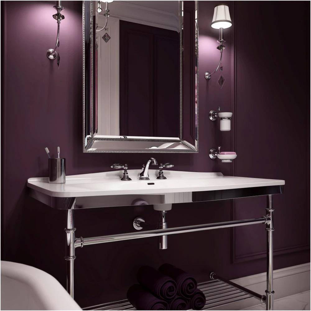 Elegant Viaggio Polished Chrome Widespread Bathroom Faucet with Porcelain Levers