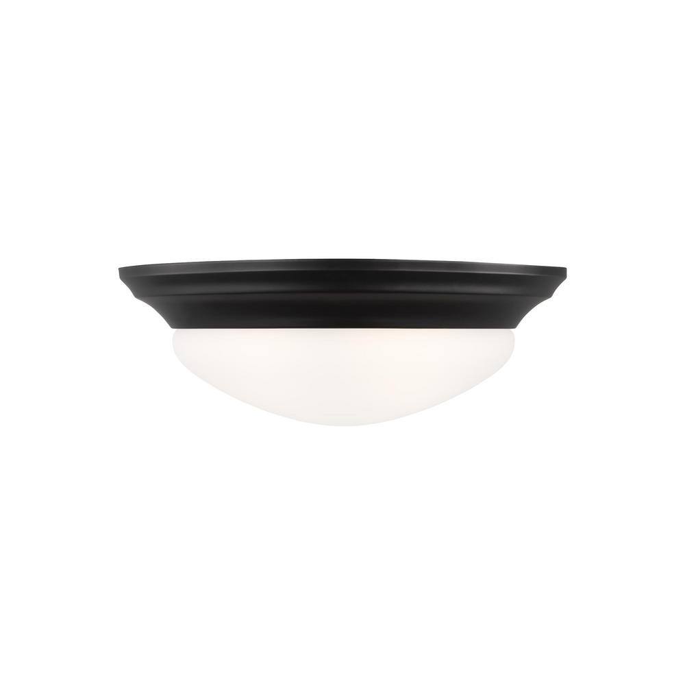 Nash Midnight Black 2-Light LED Flush Mount with Satin Etched Glass
