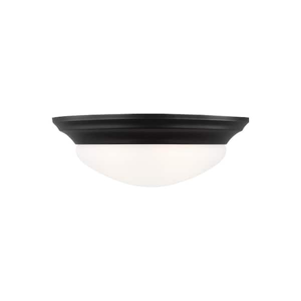 Generation Lighting Nash 14 in. 2-Light Midnight Black Flush Mount