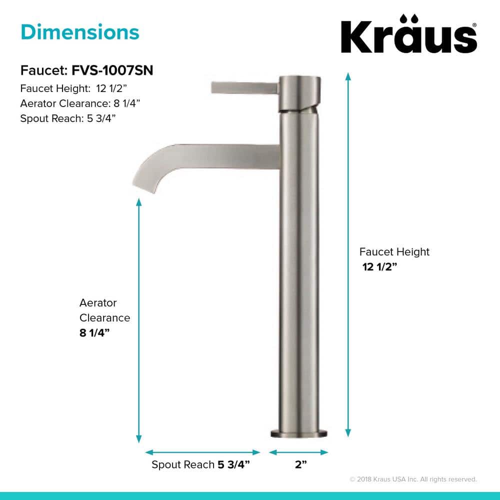 Satin Nickel Tall Vessel Single Hole Bathroom Faucet