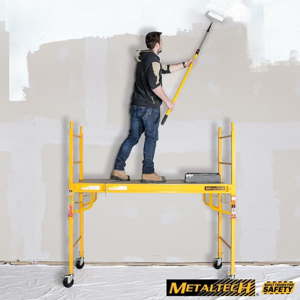 Jobsite 6 ft. Baker Style Rolling Scaffold Platform, 1100 lbs. Load Capacity, Steel, 6 ft. W x 6.25 ft. H x 2.5 ft. D