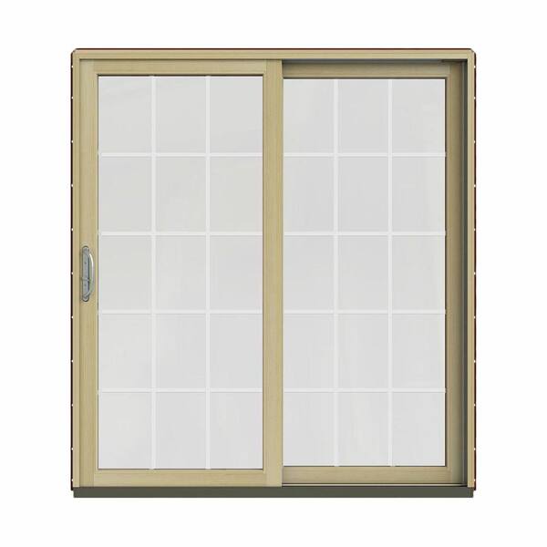 JELD-WEN 72 in. x 80 in. W-2500 Contemporary Red Clad Wood Right-Hand 15 Lite Sliding Patio Door w/Unfinished Interior