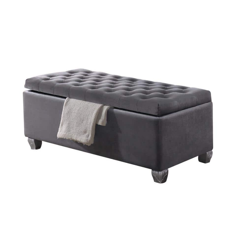 Acme Furniture Rebekah Gray Fabric Bench 96546 - The Home Depot