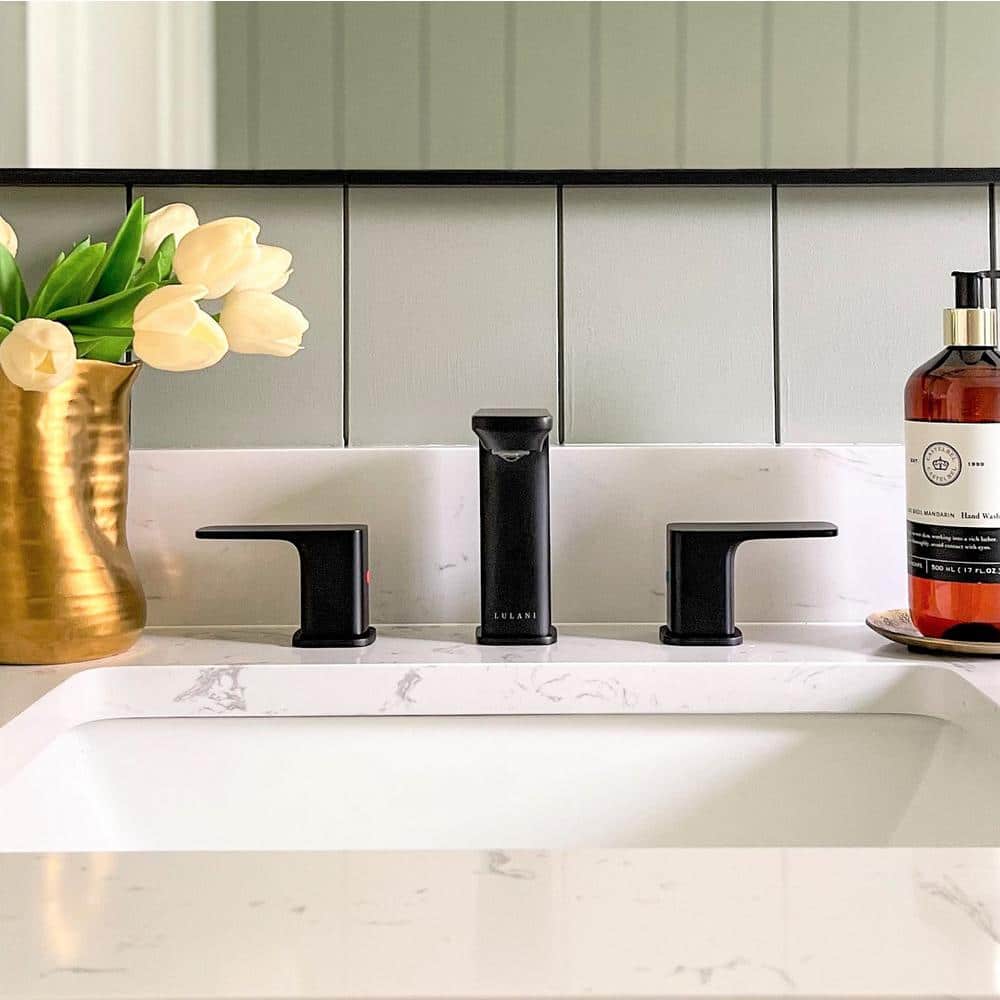 Corsica Matte Black 8" Widespread Brass Bathroom Faucet