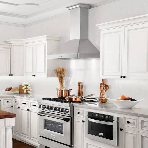 ZLINE KITCHEN & BATH Autograph Edition 30-in 400-CFM Ducted Black Stainless  Steel with Polished Gold Handle Wall-Mounted Range Hood in the Wall-Mounted Range  Hoods department at