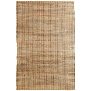 Finn Contemporary Tan/Silver/Brown 9 ft. x 12 ft. Handwoven Grid Natural Jute and Chenille Area Rug
