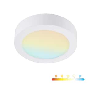 9 in. Round Color White Selectable Integrated LED Flush Mount Downlight