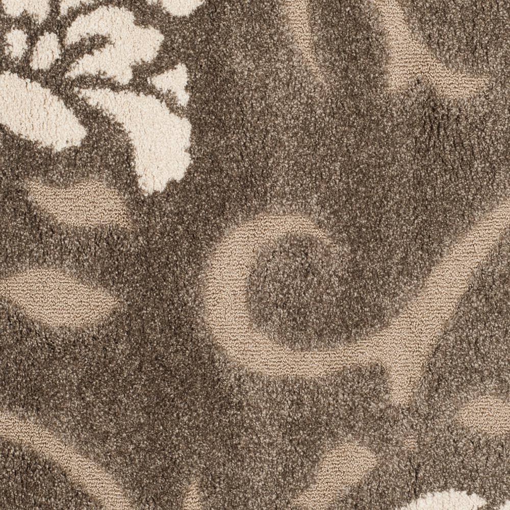 Smoke Beige Floral Sculpted Shag 4' Square Rug
