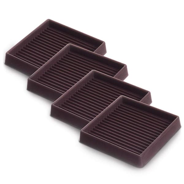 Angel Sar 3 in. x 3 in. Square Rubber Non Slip Furniture Pads, Anti-Sliding Floor Protectors for Furniture, Brown (4-Pack)