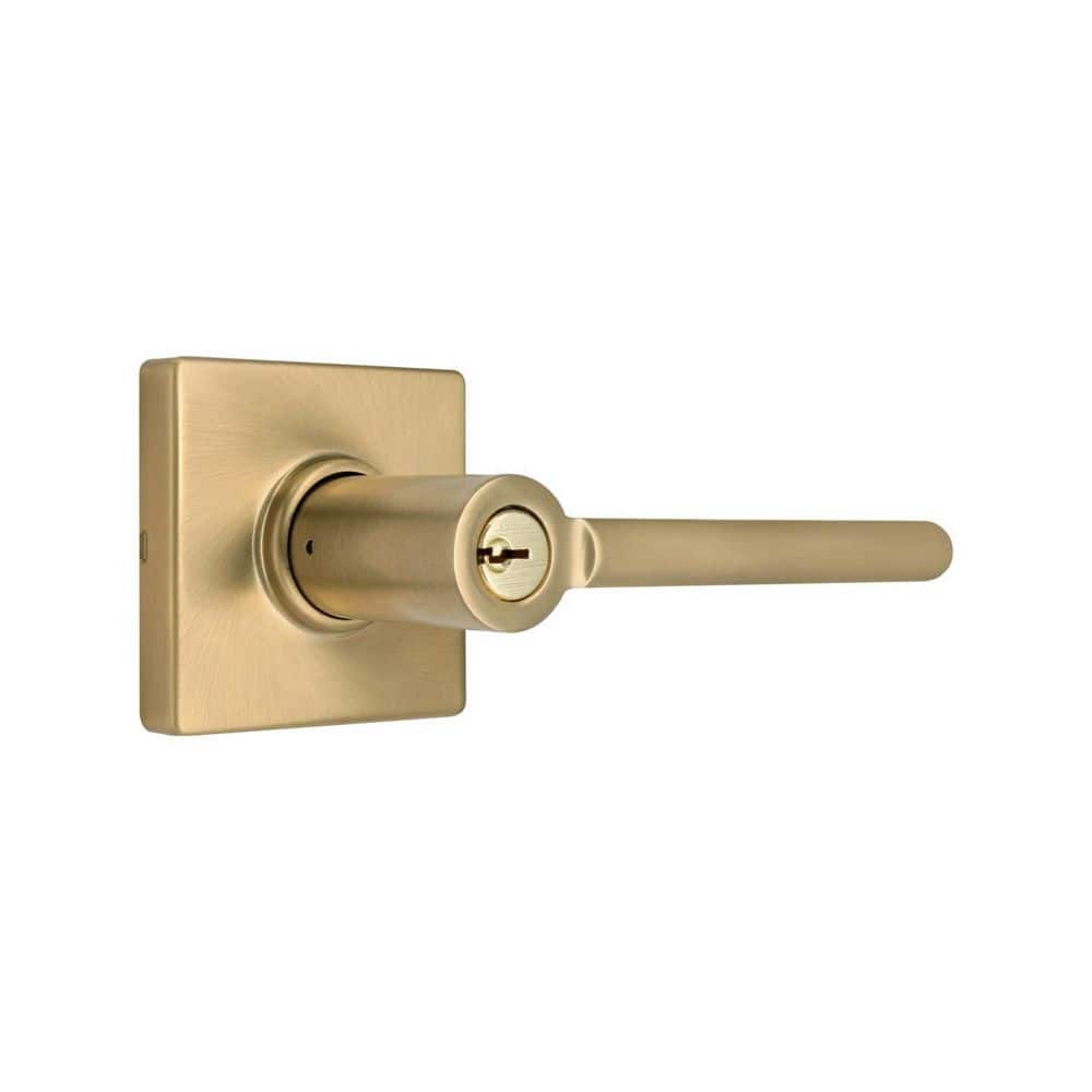 Tonebridge Satin Brass Keyed Entry Door Lever with Square Rose