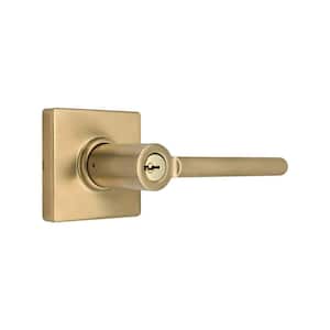 Tonebridge Brushed Gold Keyed Entry Door Lever with Square Rose