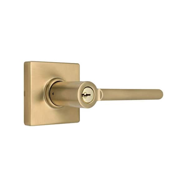 Defiant Tonebridge Brushed Gold Keyed Entry Door Lever with Square Rose