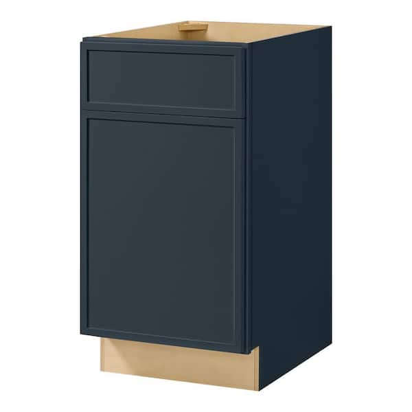 Leyton 18 in. W x 24 in. D x 34.5 in. H Ready to Assemble Plywood Slim Shaker Base Kitchen Cabinet in Ink Blue