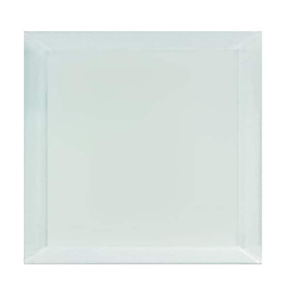 Frosted Elegance Matte Green Blue Beveled Square 8 in. x 8 in. Glass Decorative Wall Tile (0.444 sq. ft./Piece)