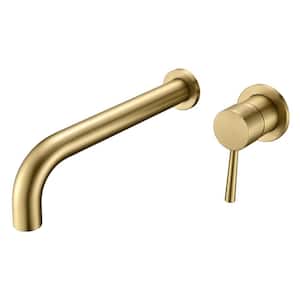 Modern Single Handle Wall Mount Roman Tub Faucet with Spot Resistant in Brushed Gold