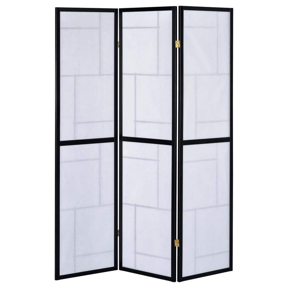 Black and White 3-Panel Shoji Folding Screen