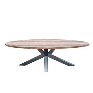 Bianca 47 in. Oval Natural Wood Top with Wood Frame Top Reclaimed Teak 95 in. Dining Table (Seats 6)
