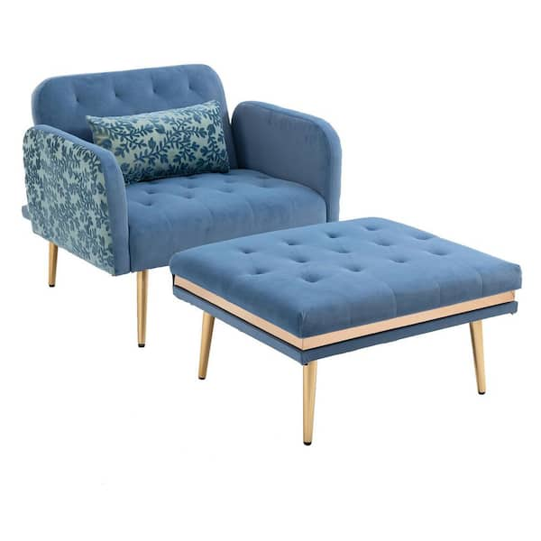 light blue accent chair with ottoman