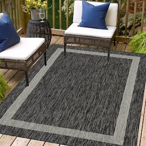 Azelia Black and Ivory 8 ft. x 10 ft. Indoor/Outdoor Area Rug