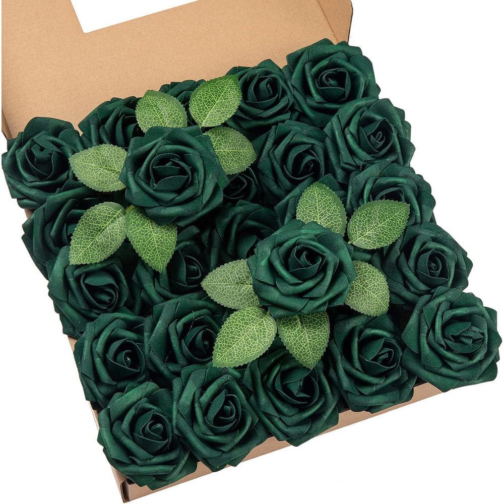 Afoxsos 1.97 in. H 25 Pieces Artificial Roses with Stems Real Touch ...