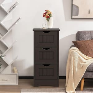 3-Drawer Coffee Bathroom Floor Cabinet Free Standing Side Storage Organizer Nightstand