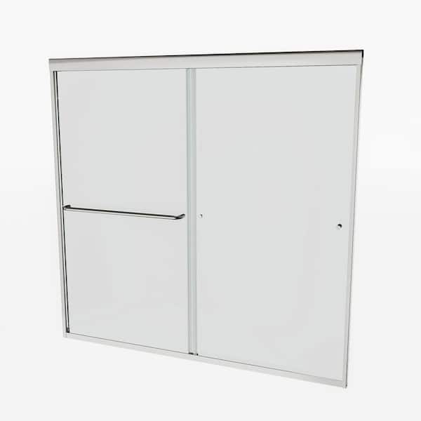 TCYO 60 in. W x 58 in. H Sliding Tub Door in Brushed Nickel Finish with Clear Glass