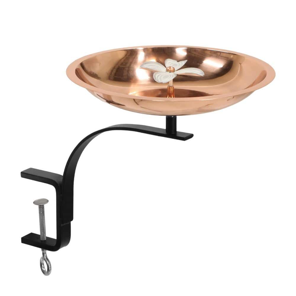 Dogwood Garden Birdbath w/Rail Mount Bracket, 12 in. Wide, Copper Plated and Colored Patina Finish price history on PriceWatchPro