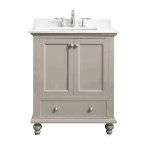 Orillia 30 in. W x 22 in. D x 34 in. H Single Sink Bath Vanity in Greige with White Engineered Stone Top