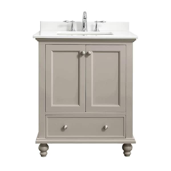 Orillia 30 in. Single Sink Greige Bath Vanity with White Engineered Stone Top (Assembled)
