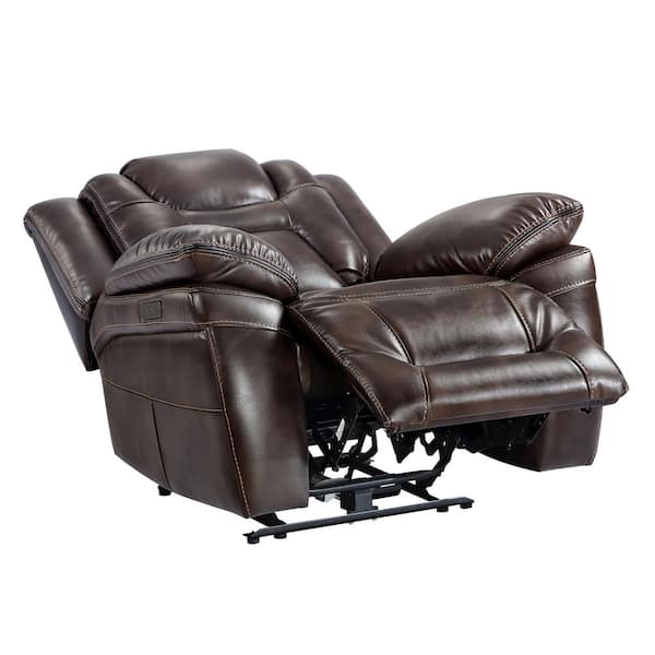 Montague Dual Power Headrest and Lumbar Support Recliner Chair in Genuine  Brown Leather