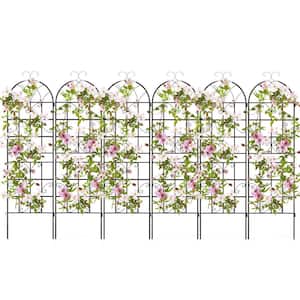 71 in. Tall Metal Garden Trellis for Climbing Plants 6-Pack Fence Panels Retro