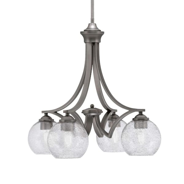 Unbranded Clevelend 4-Light Graphite Chandelier, Round Chandelier with 5.75 in. Smoke Bubble Glass Shades, No bulbs included