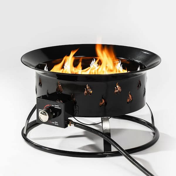 19 in. 50000 BTU Steel Propane Smokeless Fire Pit with Removable Anti-Rust Lid and Stainless Steel Burner, Black