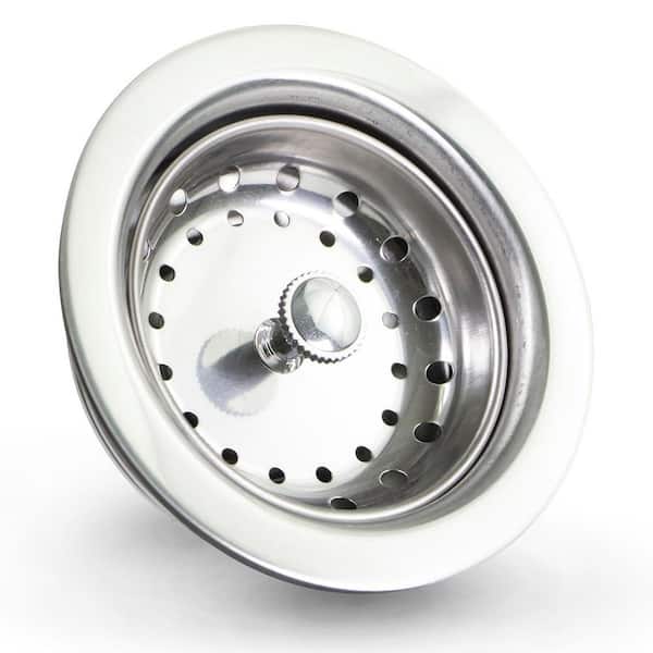 PLUMBFLEX 3-1/2 in. - 4 in. Kitchen Sink Stainless Steel Drain Assembly with Strainer Basket Stopper