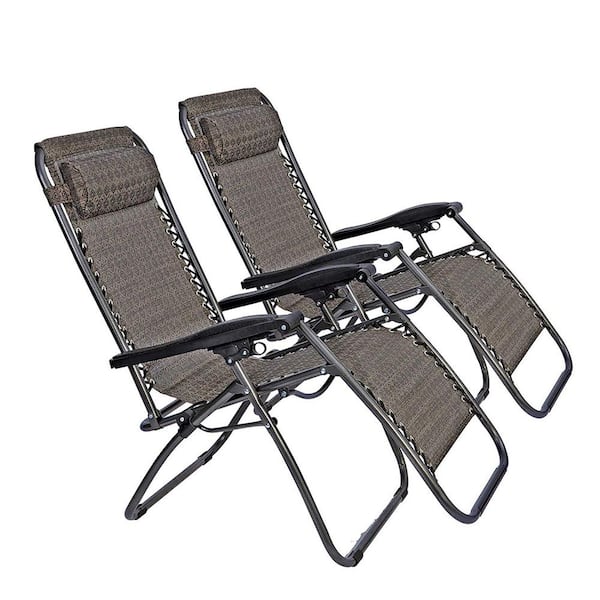 SUNRINX 2Piece Metal Zero Gravity Outdoor Reclining Chaise Lounge
