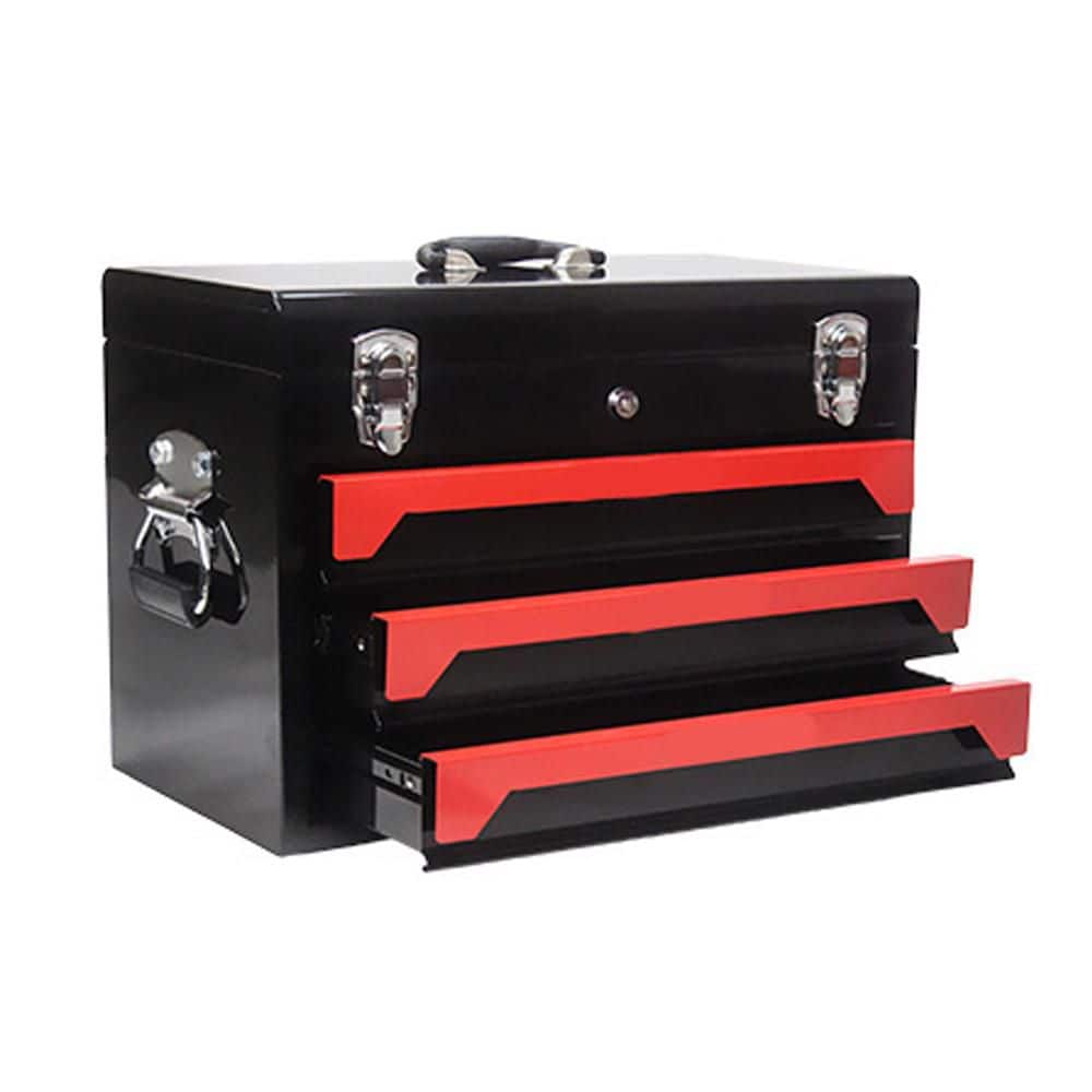 10.63 in. Portable 3 Drawer Steel Tool Chests with Metal Latch Closure, Black and Red price history on PriceWatchPro