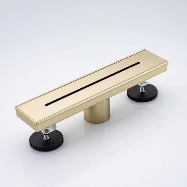 Flynama 12 in. Stainless Steel Linear Grid Shower Drain in Brushed Gold