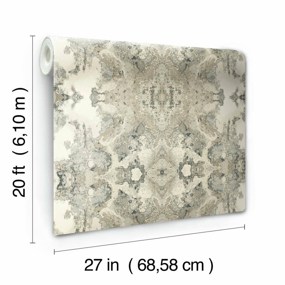 Gray Kaleidoscope Pattern Peel and Stick Wallpaper