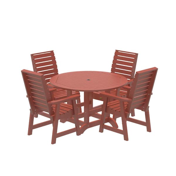 Highwood Glennville 5-Pieces Round Recycled Plastic Outdoor Dining Set