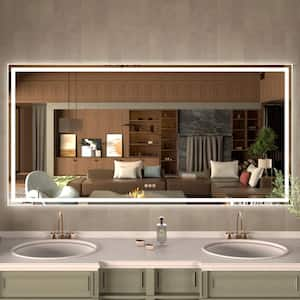 72 in. W x 36 in. H Rectangular Frameless LED Wall Bathroom Vanity Mirror