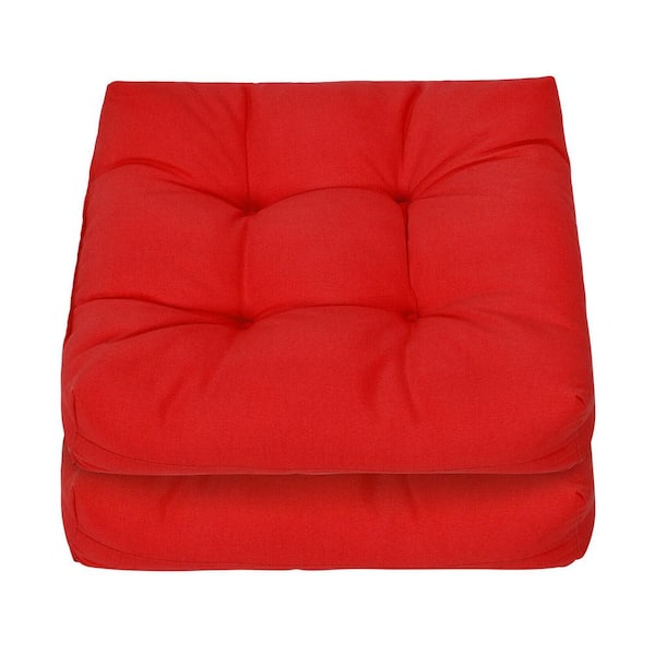 Set of 2 Square Seat Chair Cushion Pad Waterproof Indoor Outdoor Red