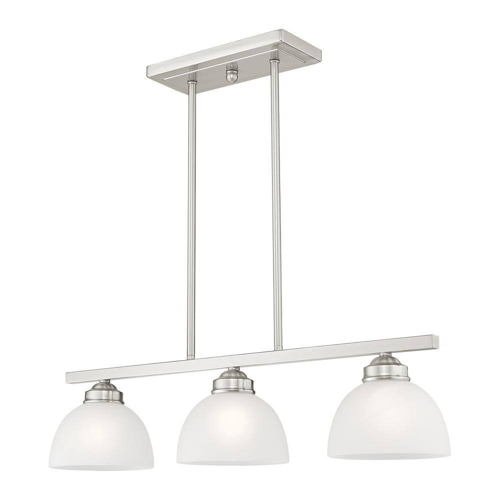 Somerset 3-Light Brushed Nickel Island Pendant with Satin Glass