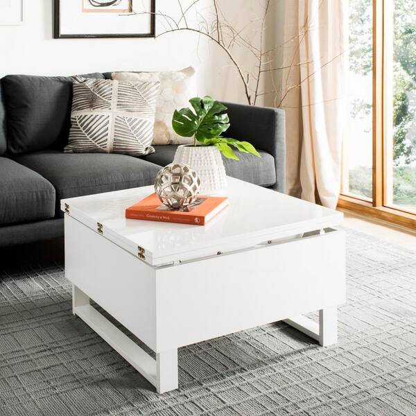 Safavieh Vanna 28 In White Um, White Square Coffee Table With Lift Top