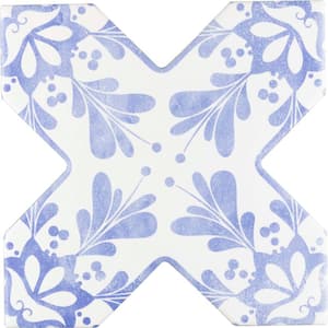 Siena Blue 5.35 in. x 5.35 in. Matte Ceramic Cross-Shaped Deco Wall and Floor Tile (5.37 sq. ft./case) (27-pack)