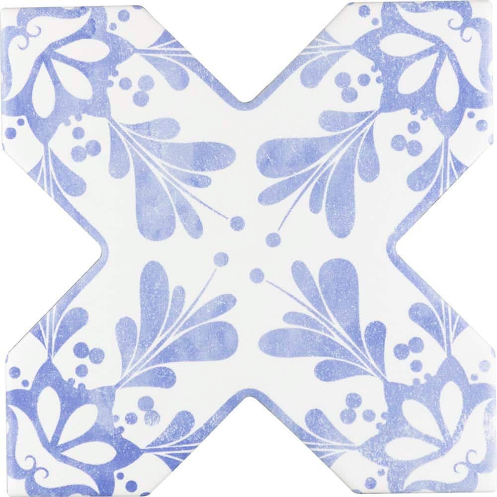 Siena 5.35 in. x 5.35 in. Matte Blue Ceramic Cross-Shaped Deco Wall and Floor Sample Tile (0.2 Sq. ft./case) (1-pack) price history on PriceWatchPro