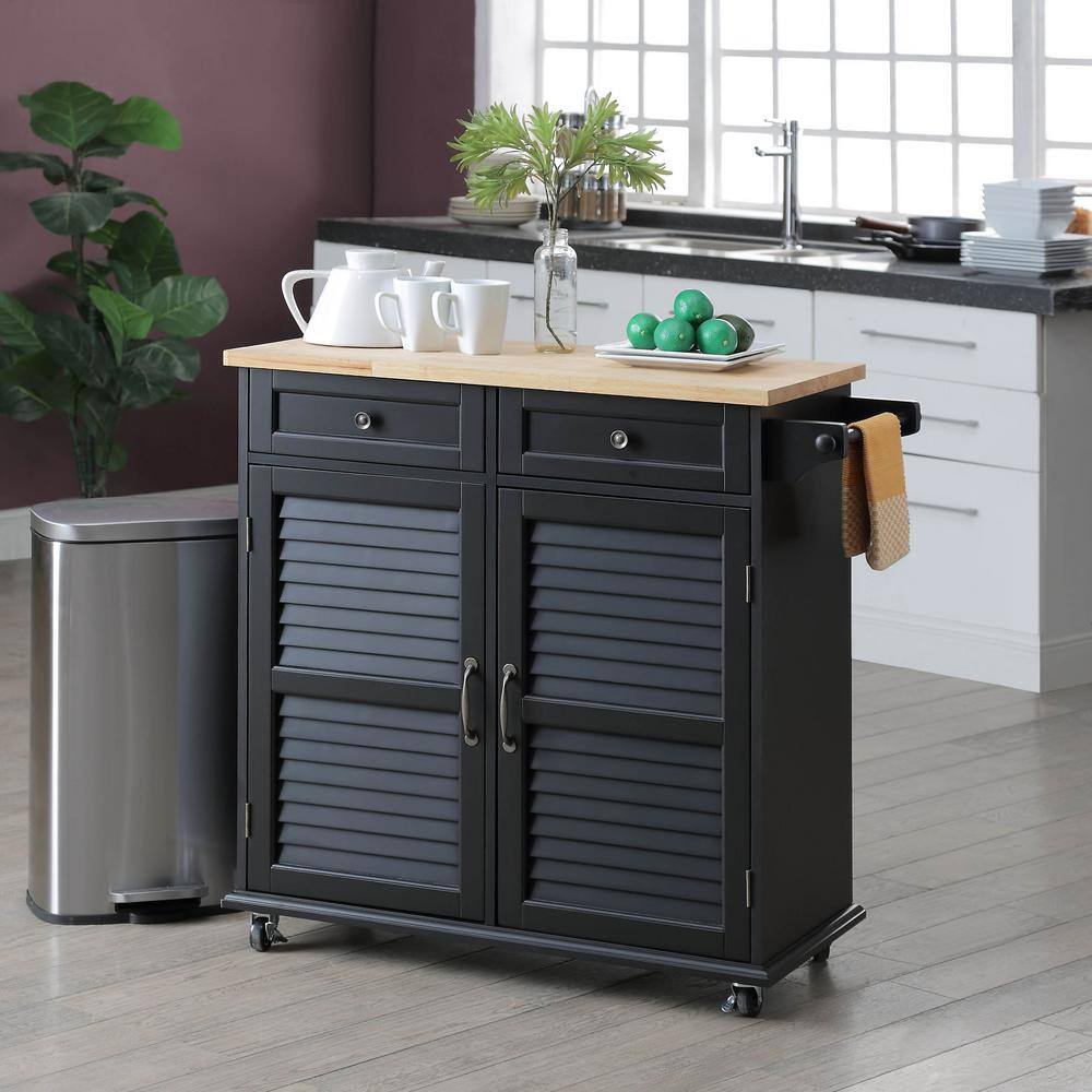 Portland Black Small Kitchen Cart - thumbnail 8