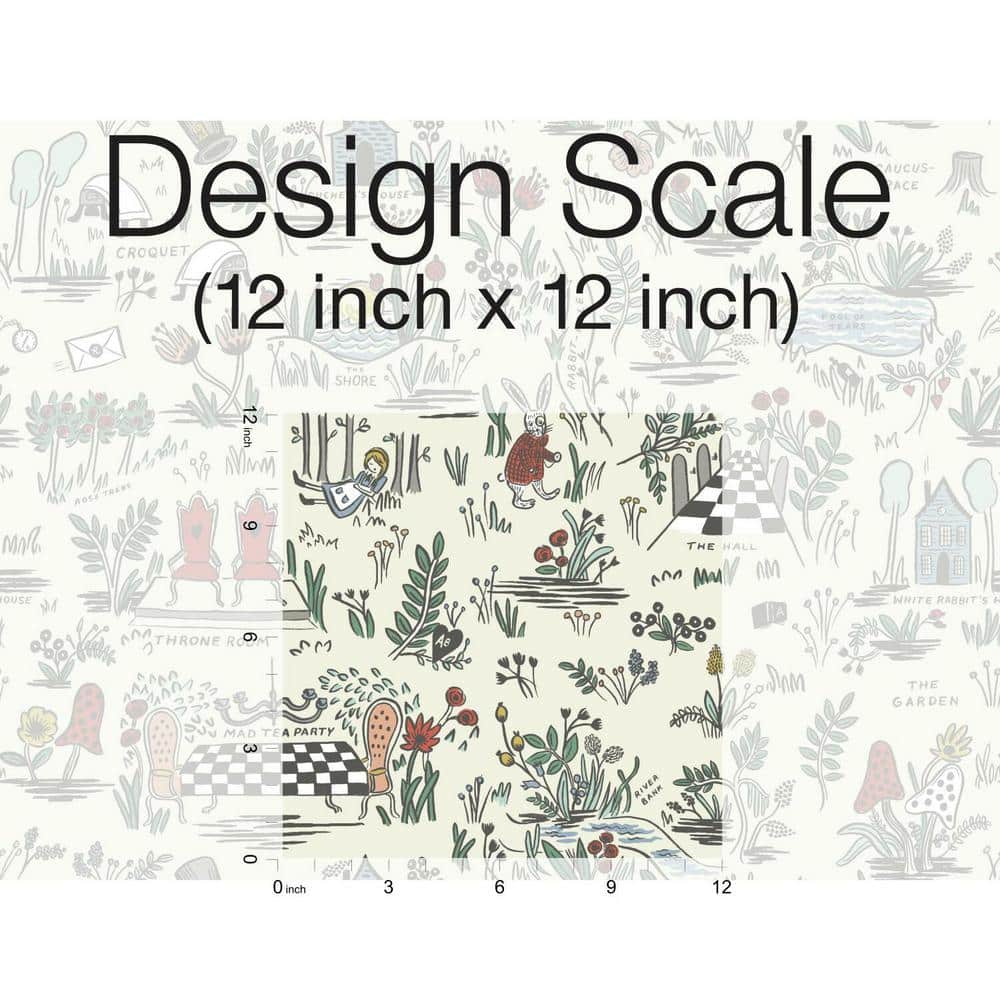 Wonderland Whimsical Illustrations Peel and Stick Wallpaper