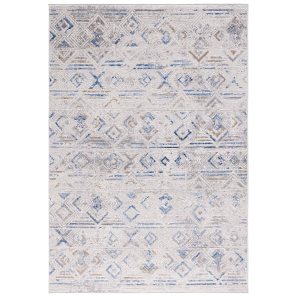 Palma 2 ft. x 4 ft. Beige/Light Blue Distressed Abstract Area Rug