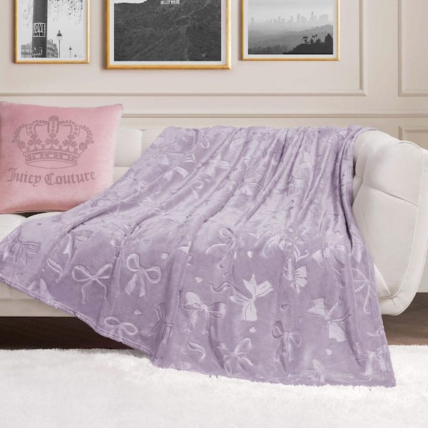 JUICY COUTURE Bowquet Soft White Plush Polyester Kids Throw