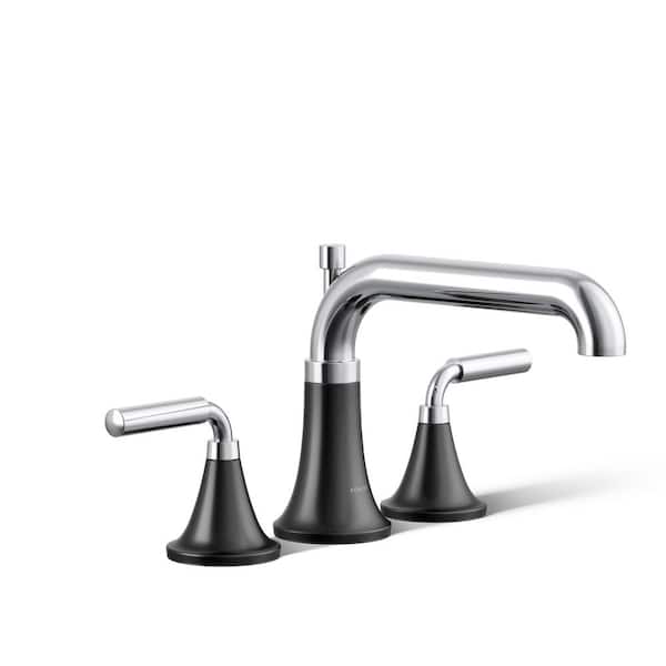 KOHLER Tone 2-Handle Tub Faucet Trim Kit with Diverter Spout in Polished Chrome with Matte Black